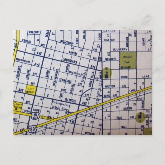 Midland TX Vintage Map Postkarte (Vorderseite)