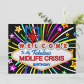 Midlife Crisis Birthday Celebration - SRF Einladung (Stehend Vorderseite)