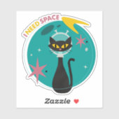 MidMod Black Cat "I Need Space" Aufkleber (Blatt)