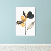 Midnight & Amber Bloom: Modern Minimalist Botanica Leinwanddruck (Insitu (Holzboden))