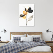 Midnight & Amber Bloom: Modern Minimalist Botanica Leinwanddruck (Insitu (Schlafzimmer))