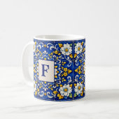 Midnight Azulejo-Monogramm-Tasse Kaffeetasse (Vorderseite Links)