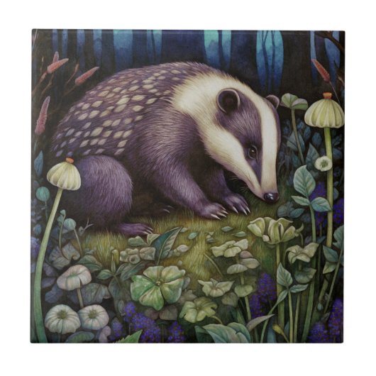 Midnight Badger Keramik Tile Fliese (Vorderseite)