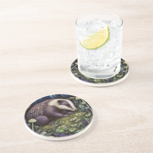 Midnight Badger Sandstone Untersetzer (Seite)