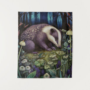 Midnight Badger Wandteppich