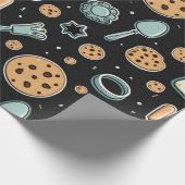 Midnight Baking Madness Wird Whimsical Cookie Geschenkpapier (Ecke)