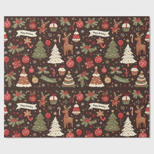 Midnight Birthday Christmas Geschenkpapier (Flach)