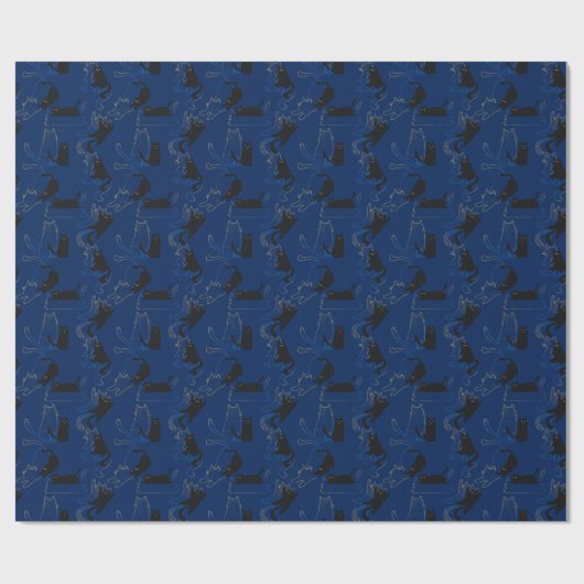 Midnight Black Cats– modern minimal Pattern Geschenkpapier (Flach)
