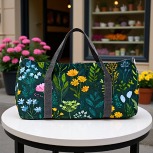 Midnight Bloom Blumen & Blätter  Duffle Bag