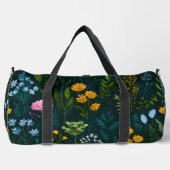 Midnight Bloom Blumen & Blätter Duffle Bag (Vorderseite)