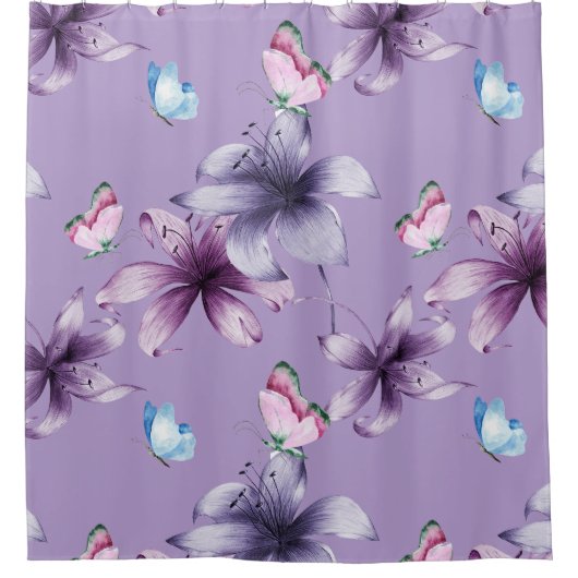MIDNIGHT BLOOM & BUTTERFLIS DUSCHVORHANG (Vorderseite)