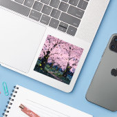 Midnight Bloom – Dunkle Florale Kunst Quadratische Aufkleber (Laptop mit iPhone)