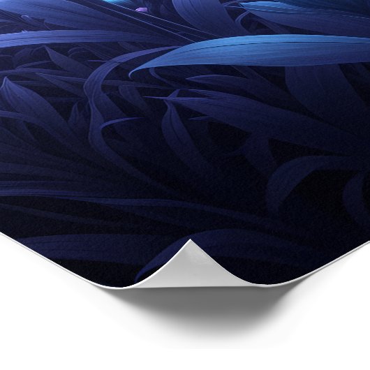 Midnight Bloom Field under Glowing Cosmic Sky Poster (Ecke)