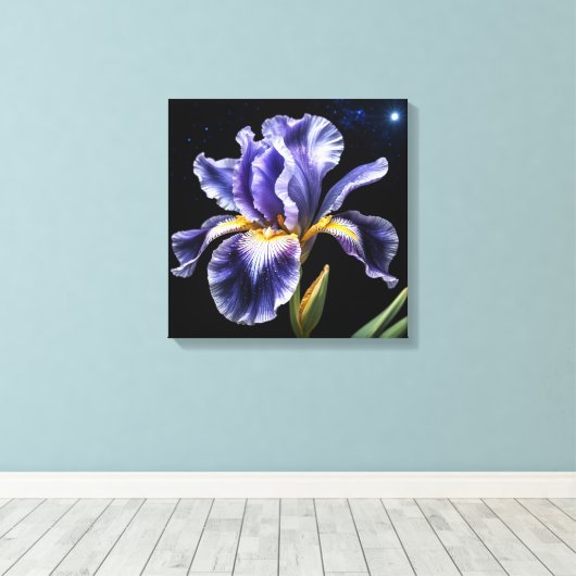 Midnight Bloom Iris Leinwanddruck (Insitu (Holzboden))