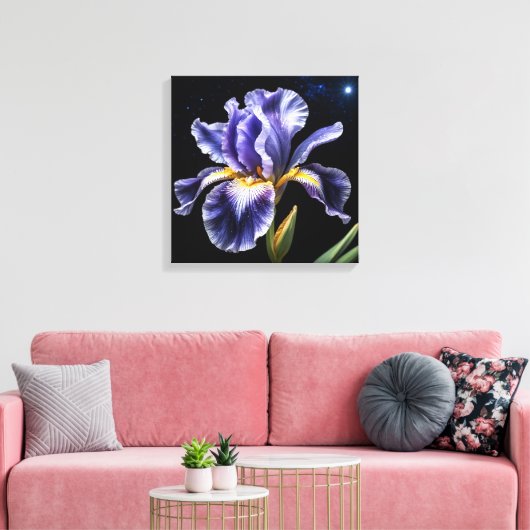 Midnight Bloom Iris Leinwanddruck (Insitu (Wohnzimmer))