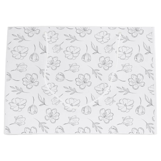 Midnight Bloom Line Art Große Geschenktüte (Vorderseite)