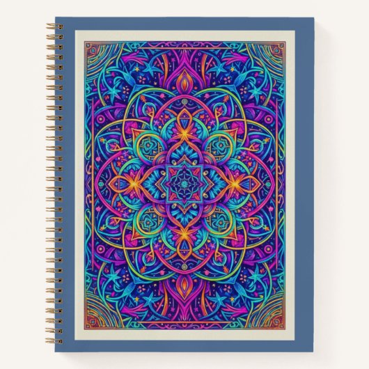 Midnight Bloom Mandala Zentangle Sacred Geometry Notizblock (Vorderseite)