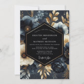 Midnight Bloom Opulent Wedding Einladung (Vorderseite)