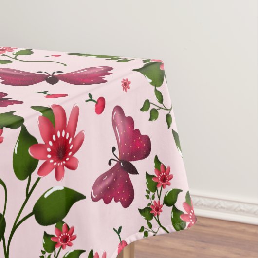 Midnight Bloom Schmetterling Blumen  Tischdecke (Beispiel)