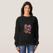 • Midnight Bloom – Schwarzes schwarzes Blumenhemd Sweatshirt (Vorne ganz)