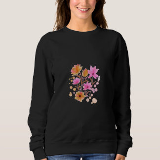 • Midnight Bloom – Schwarzes schwarzes Blumenhemd Sweatshirt