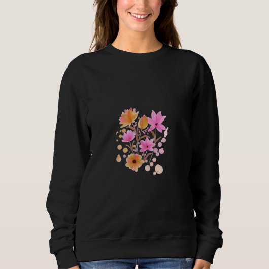 • Midnight Bloom – Schwarzes schwarzes Blumenhemd Sweatshirt (Vorderseite)