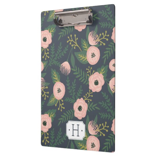 Midnight Blooms Monogram Klemmbrett (Links)
