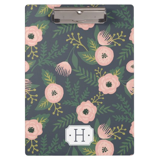 Midnight Blooms Monogram Klemmbrett (Vorderseite)