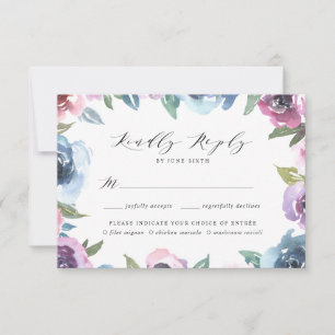 Midnight Blooms RSVP-Karte mit Essensauswahl RSVP Karte
