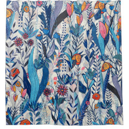 Midnight Bloomscape Duschvorhang