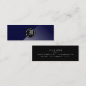 Midnight Blue Abstrakt Gothic Monogram Mini Visitenkarte (Vorne/Hinten)