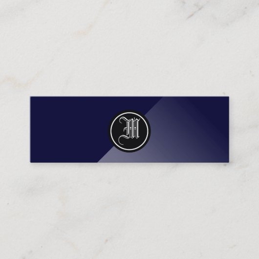 Midnight Blue Abstrakt Gothic Monogram Mini Visitenkarte (Vorderseite)