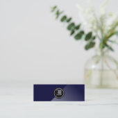 Midnight Blue Abstrakt Gothic Monogram Mini Visitenkarte (Stehend Vorderseite)