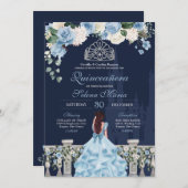 Midnight Blue Ainderella Princess Quinceañera Einladung (Vorne/Hinten)