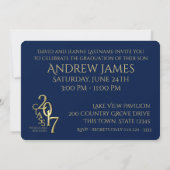 Midnight Blue and Gold 2017 Foto Abschluss Einladung (Rückseite)