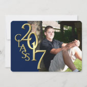 Midnight Blue and Gold 2017 Foto Abschluss Einladung (Vorderseite)