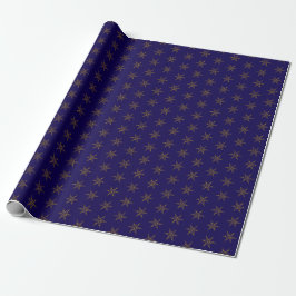 Midnight Blue and Gold Star Wrapping Paper Geschenkpapier