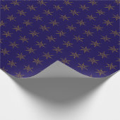 Midnight Blue and Gold Star Wrapping Paper Geschenkpapier (Ecke)