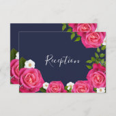 Midnight Blue and Pink Rose Wedding - Empfang Einladung (Vorne/Hinten)
