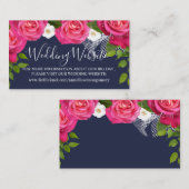 Midnight Blue and Pink Roses - Website für Hochzei Begleitkarte (Vorne/Hinten)