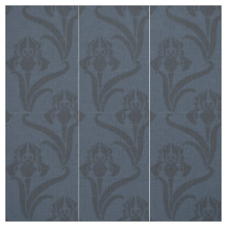 Midnight Blue Art Nouveau Iris Fabric Stoff