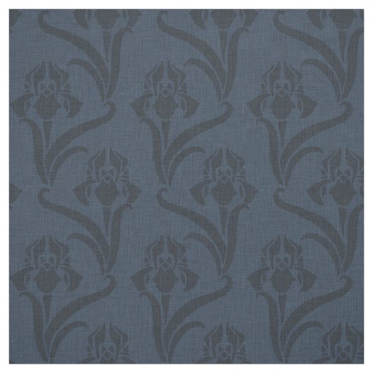Midnight Blue Art Nouveau Iris Fabric Stoff (Muster)