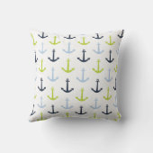 Midnight Blue, Baby Blue, Lime Green Anchors Kissen (Rückseite)