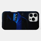 Midnight Blue Beast – Sportwagen Straßenfall iPhone Hülle (Rückseite (Horizontal))