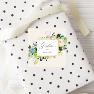 Midnight Blue Blush Floral Abschluss Fevor Tags Geschenkanhänger