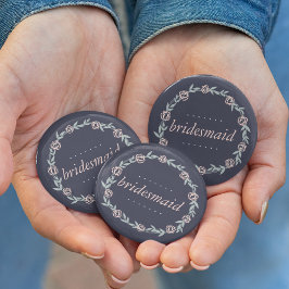 Midnight Blue, Blush Pink und Sage Bridesmaid Button