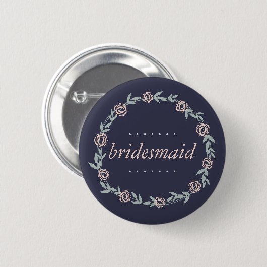Midnight Blue, Blush Pink und Sage Bridesmaid Button (Vorne & Hinten)