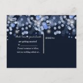Midnight Blue Bokeh Lights Wedding Save the Date Ankündigungspostkarte (Rückseite)