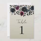 Midnight Blue Burgundy Inky Floral Almond Wedding Einladung (Rückseite)