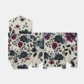 Midnight Blue Burgundy Inky Floral Almond Wedding Geschenkschachtel (Ungefaltet)